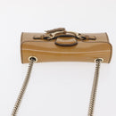 GUCCI Horsebit Chain Emily Shoulder Bag Enamel Beige Gold 283063 Auth 161607-6
