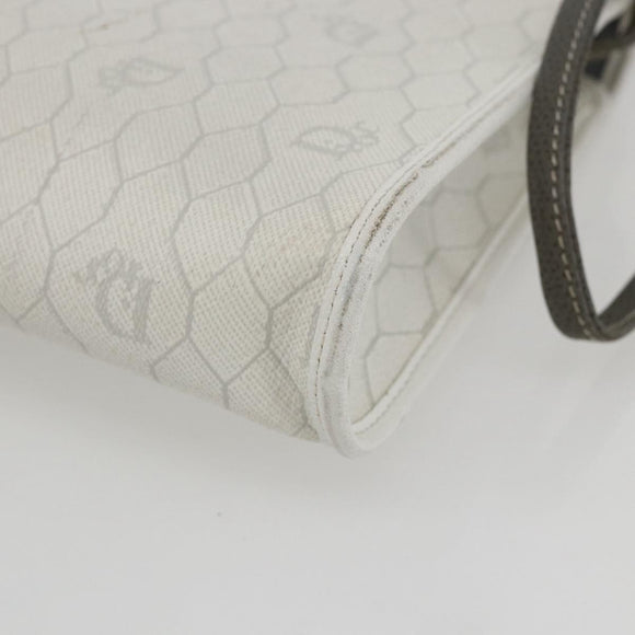 Christian Dior Honeycomb Canvas Shoulder Bag PVC Gold White Auth 161608