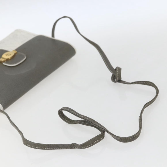 Christian Dior Honeycomb Canvas Shoulder Bag PVC Gold White Auth 161608