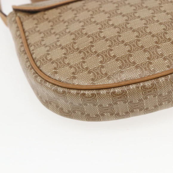 CELINE Macadam Canvas Shoulder Bag PVC Beige Gold Auth 161609