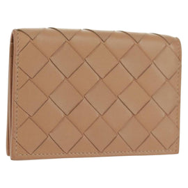 BOTTEGA VENETA INTRECCIATO Card Case Leather Beige Auth 161610V