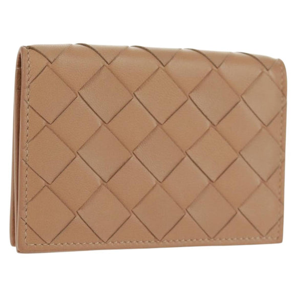 BOTTEGA VENETA INTRECCIATO Card Case Leather Beige Auth 161610V