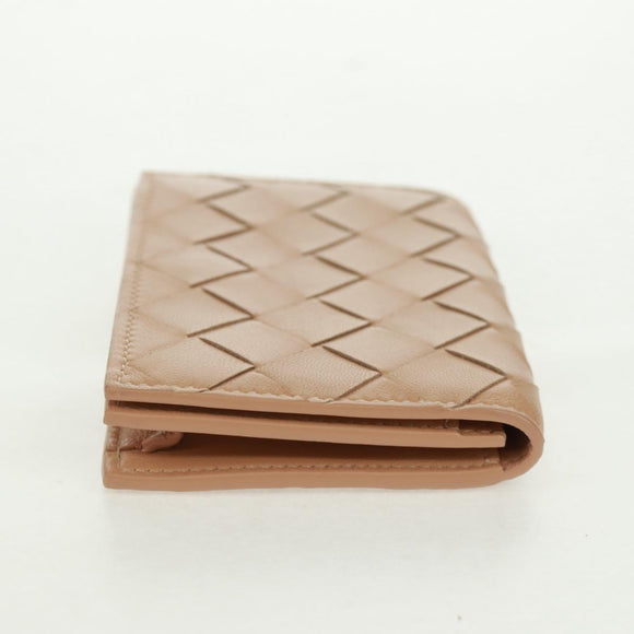 BOTTEGA VENETA INTRECCIATO Card Case Leather Beige Auth 161610V