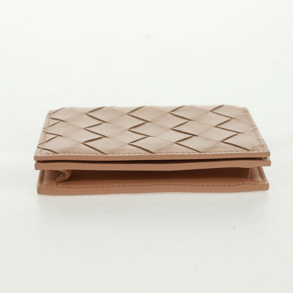 BOTTEGA VENETA INTRECCIATO Card Case Leather Beige Auth 161610V