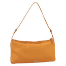 PRADA Accessory Pouch Satin Orange Gold Auth 161612-1