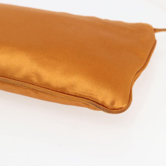 PRADA Accessory Pouch Satin Orange Gold Auth 161612