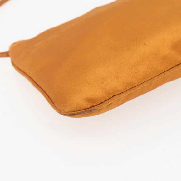 PRADA Accessory Pouch Satin Orange Gold Auth 161612