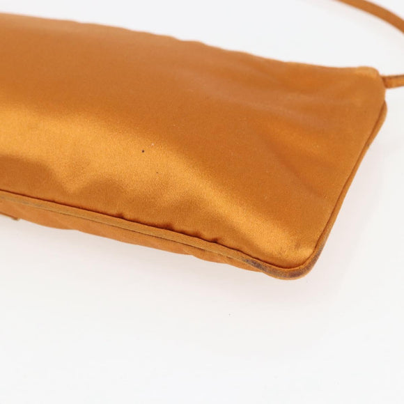 PRADA Accessory Pouch Satin Orange Gold Auth 161612