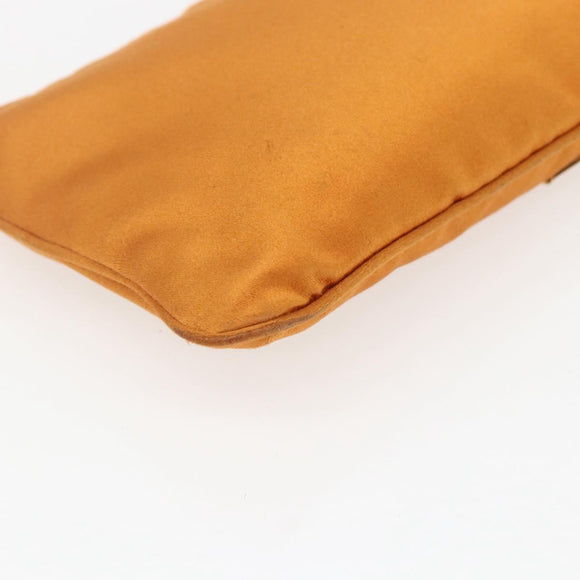PRADA Accessory Pouch Satin Orange Gold Auth 161612