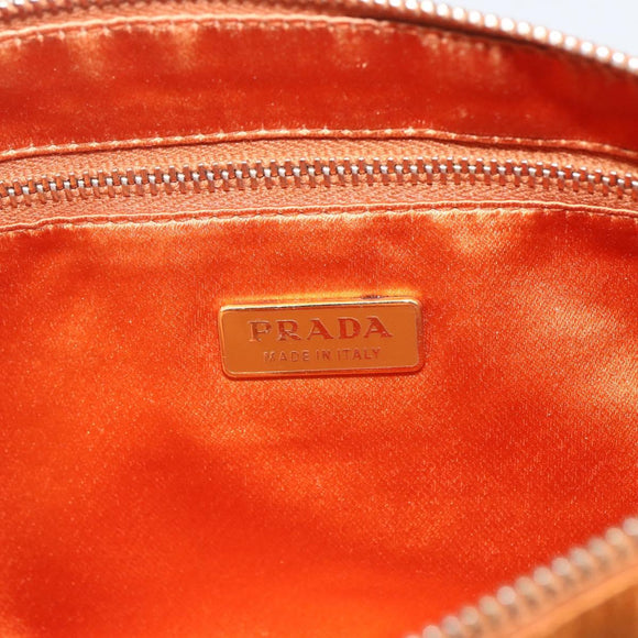 PRADA Accessory Pouch Satin Orange Gold Auth 161612
