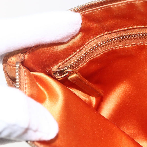 PRADA Accessory Pouch Satin Orange Gold Auth 161612