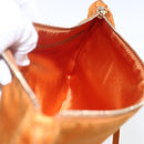 PRADA Accessory Pouch Satin Orange Gold Auth 161612-20
