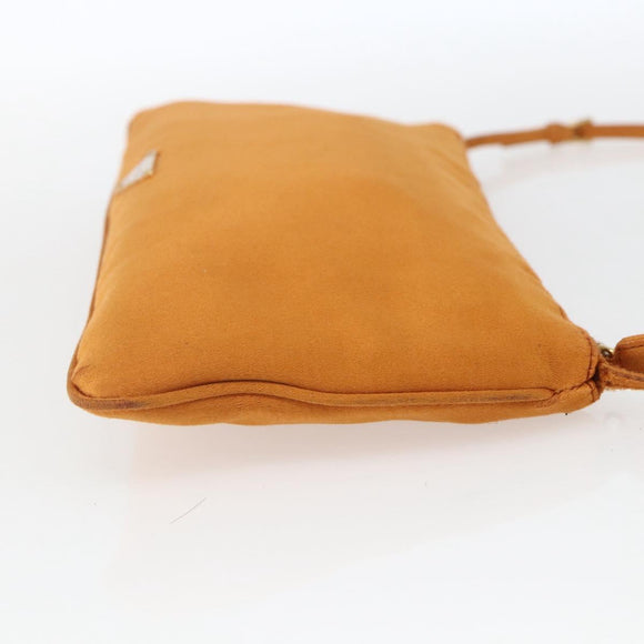 PRADA Accessory Pouch Satin Orange Gold Auth 161612