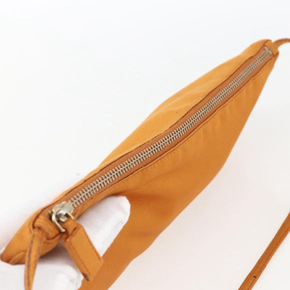 PRADA Accessory Pouch Satin Orange Gold Auth 161612