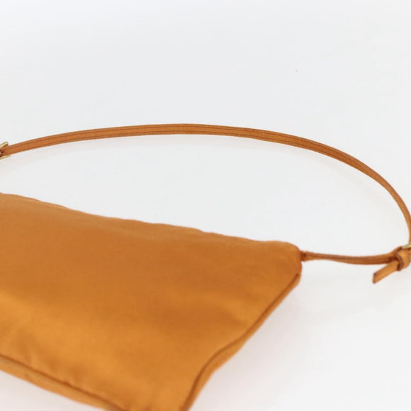 PRADA Accessory Pouch Satin Orange Gold Auth 161612
