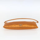 PRADA Accessory Pouch Satin Orange Gold Auth 161612-5