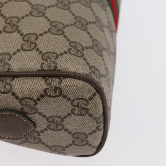 GUCCI GG Supreme Web Sherry Line Bag PVC Beige Gold 24 02 005 Auth 161616