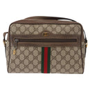 GUCCI GG Supreme Web Sherry Line Bag PVC Beige Gold 24 02 005 Auth 161616-2