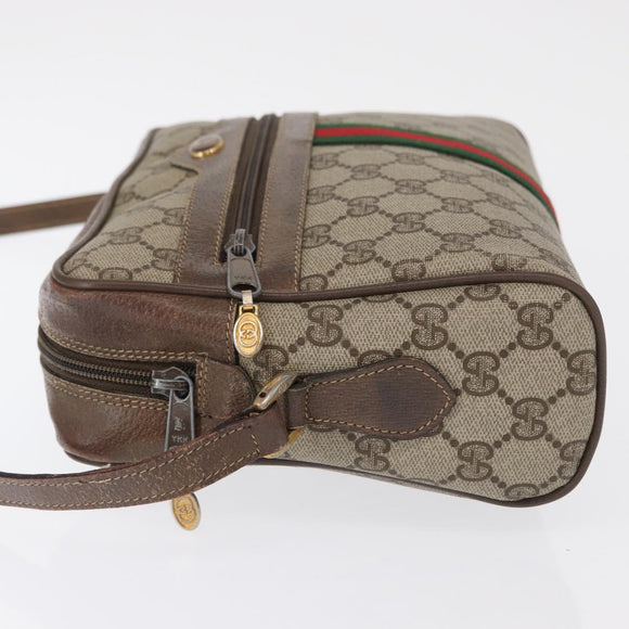 GUCCI GG Supreme Web Sherry Line Bag PVC Beige Gold 24 02 005 Auth 161616