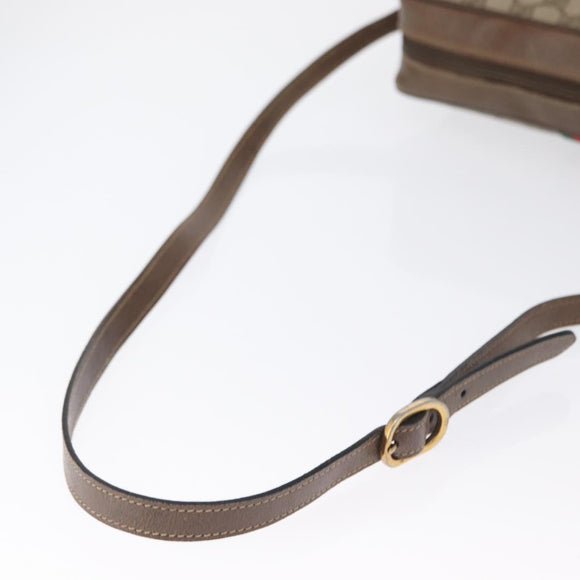 GUCCI GG Supreme Web Sherry Line Bag PVC Beige Gold 24 02 005 Auth 161616