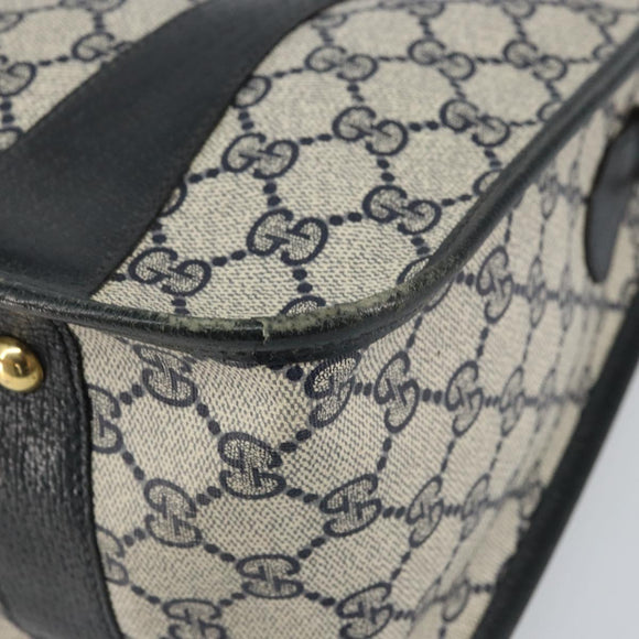 GUCCI GG Supreme Sherry Line Hand Bag PVC Navy Gold Auth 161618
