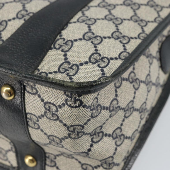 GUCCI GG Supreme Sherry Line Hand Bag PVC Navy Gold Auth 161618