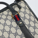 GUCCI GG Supreme Sherry Line Hand Bag PVC Navy Gold Auth 161618-14