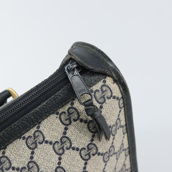 GUCCI GG Supreme Sherry Line Hand Bag PVC Navy Gold Auth 161618