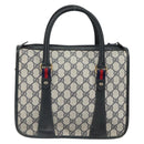 GUCCI GG Supreme Sherry Line Hand Bag PVC Navy Gold Auth 161618-3