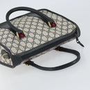GUCCI GG Supreme Sherry Line Hand Bag PVC Navy Gold Auth 161618-6