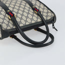 GUCCI GG Supreme Sherry Line Hand Bag PVC Navy Gold Auth 161618-7