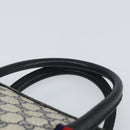 GUCCI GG Supreme Sherry Line Hand Bag PVC Navy Gold Auth 161618-8