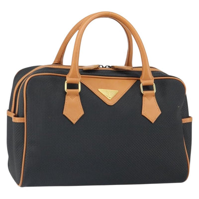 SAINT LAURENT Boston Bag PVC Black Gold Auth 161622