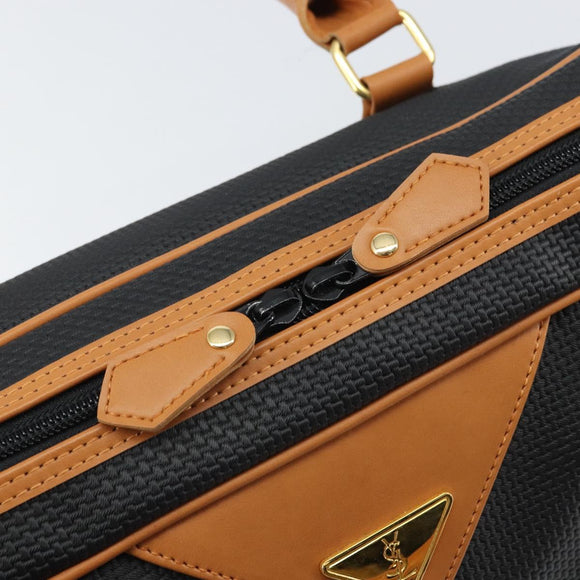 SAINT LAURENT Boston Bag PVC Black Gold Auth 161622