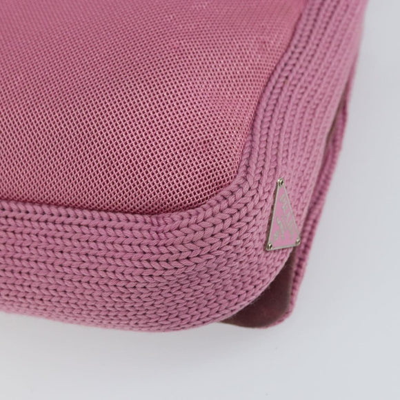 PRADA Shoulder Bag knitted Fabrics Pink Silver Auth 161630