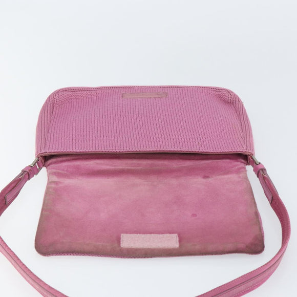 PRADA Shoulder Bag knitted Fabrics Pink Silver Auth 161630