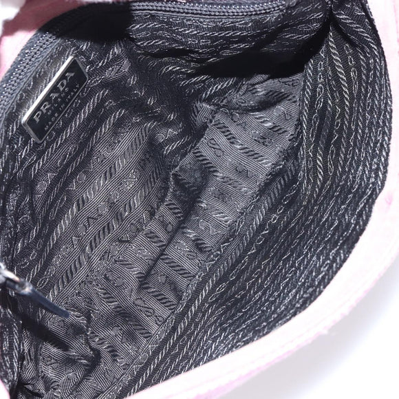 PRADA Shoulder Bag knitted Fabrics Pink Silver Auth 161630