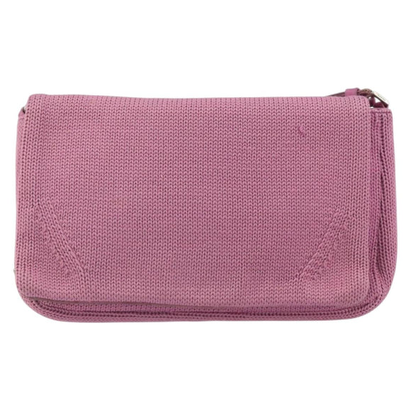 PRADA Shoulder Bag knitted Fabrics Pink Silver Auth 161630