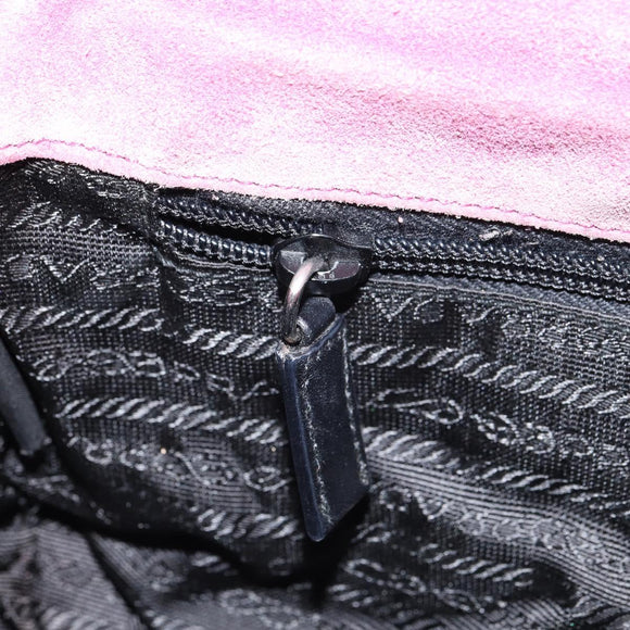 PRADA Shoulder Bag knitted Fabrics Pink Silver Auth 161630