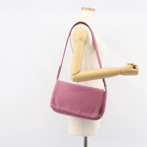 PRADA Shoulder Bag knitted Fabrics Pink Silver Auth 161630