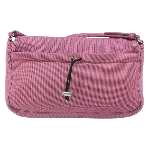 PRADA Shoulder Bag knitted Fabrics Pink Silver Auth 161630