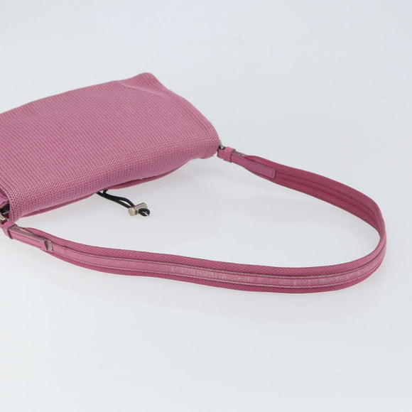 PRADA Shoulder Bag knitted Fabrics Pink Silver Auth 161630