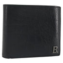 BALENCIAGA Compact Wallet Leather Black Auth 161631-1