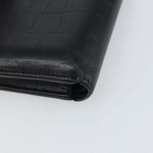 BALENCIAGA Compact Wallet Leather Black Auth 161631