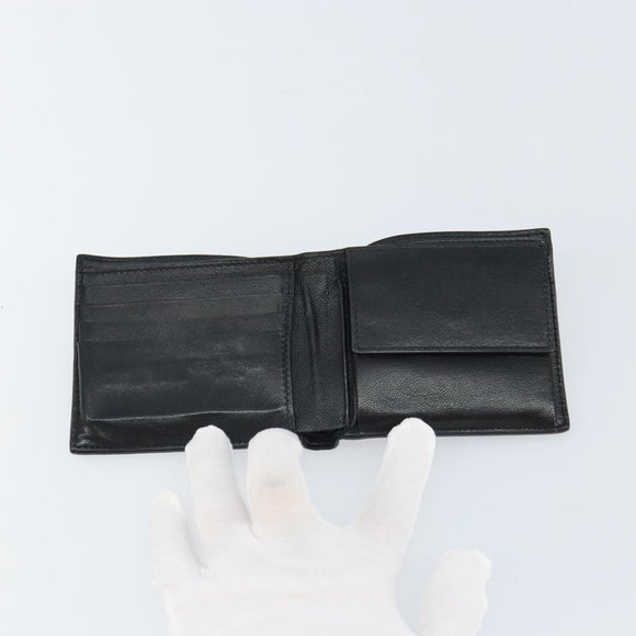 BALENCIAGA Compact Wallet Leather Black Auth 161631