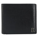 BALENCIAGA Compact Wallet Leather Black Auth 161631-13