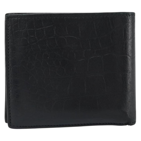 BALENCIAGA Compact Wallet Leather Black Auth 161631