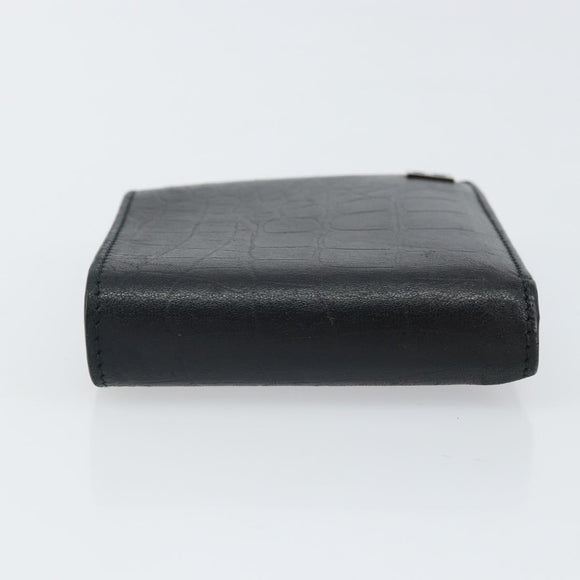 BALENCIAGA Compact Wallet Leather Black Auth 161631