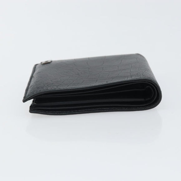 BALENCIAGA Compact Wallet Leather Black Auth 161631