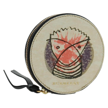 BURBERRY Coin Purse Leather White Gold Auth 161634V